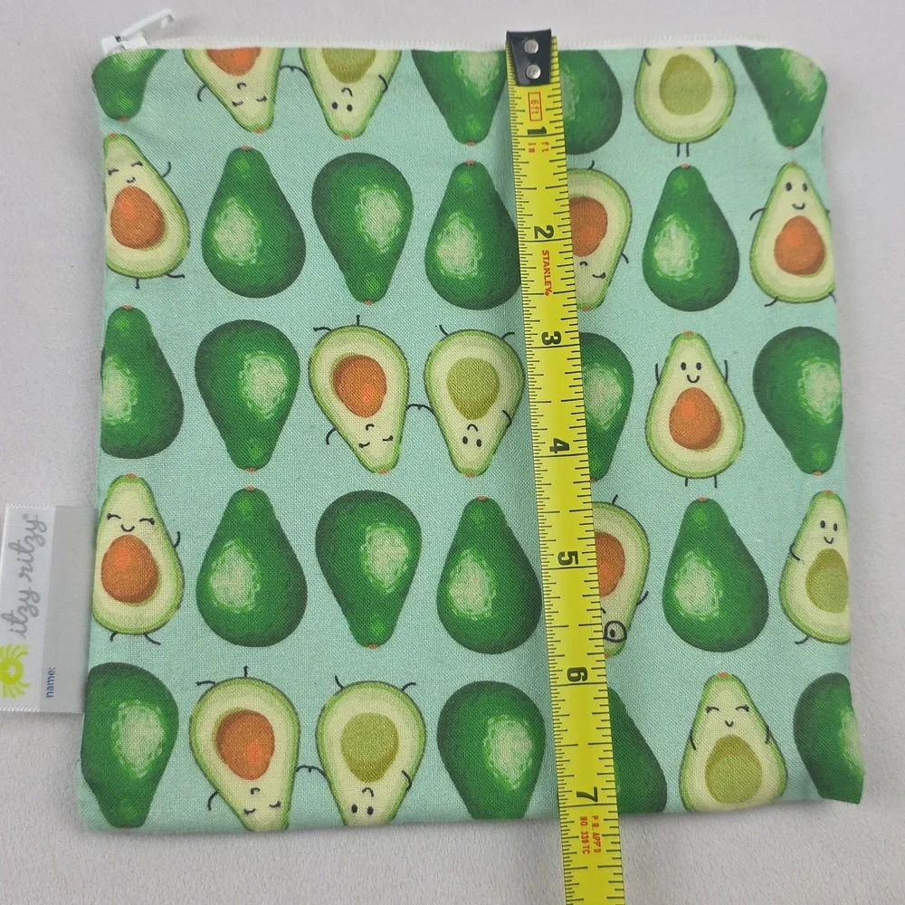 Set Of 4 Reusable Dinosaur and Avocado Print Kids Snack Bags School Lunches